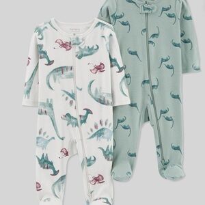 Carter's Green Dinosaur Print Onesie 2-pack